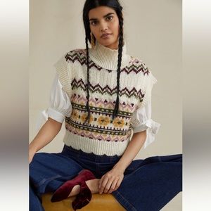 Anthropologie Turtleneck Sweater Vest size M